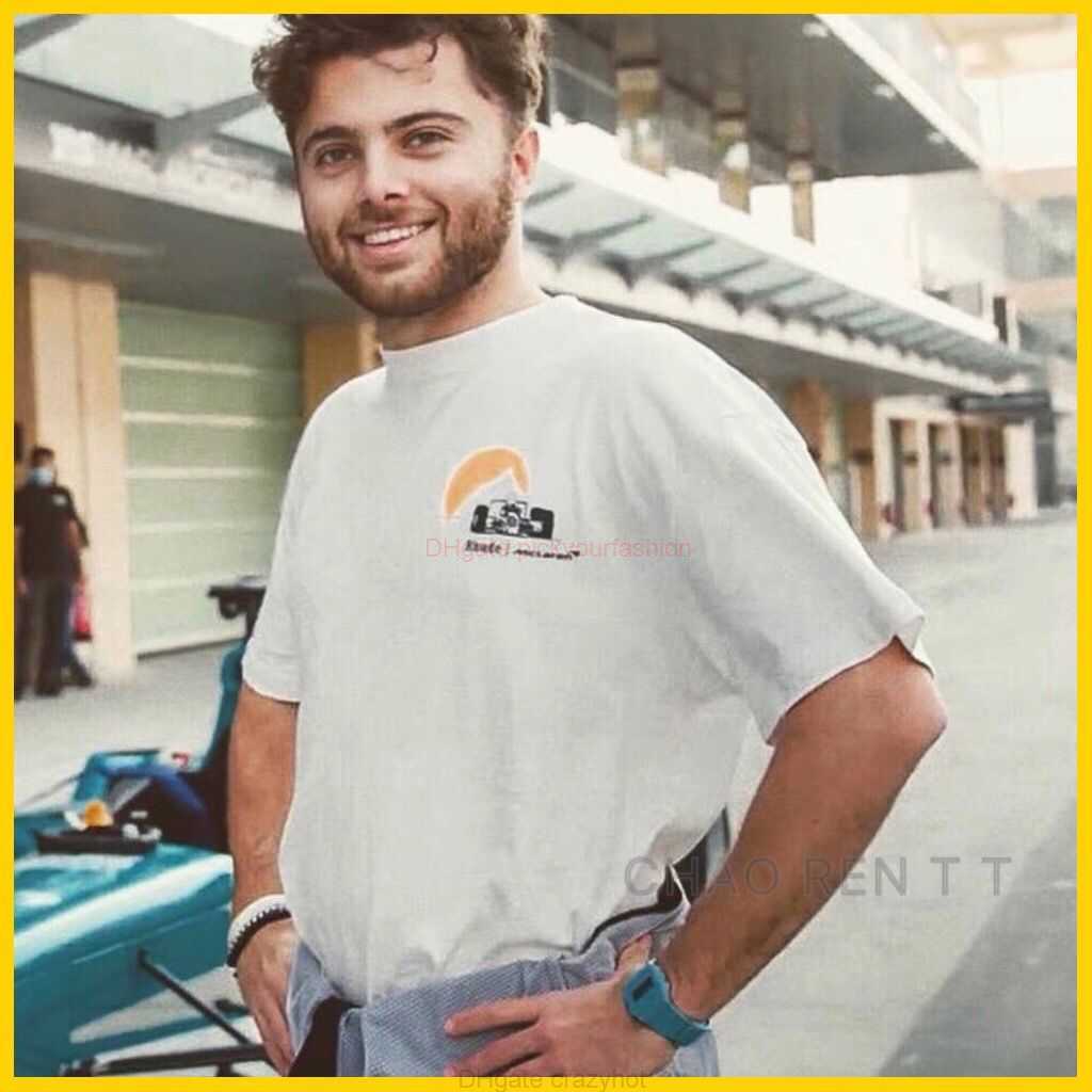 

Designer Fashion Clothing Tees Tshirt High Version Rhude Mclaren Formula One Racing Classic Sunset Print Short Sleeve Trendy Mens Tshirt Cotton Streetwear Tops Cas, Black