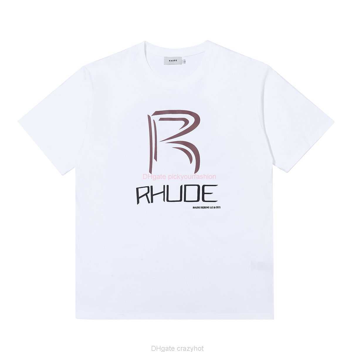 

Designer Fashion Clothing Tees Tshirt Rhude Fashion Brand High Street Flag Letter Printing Unisex Youth Loose Cotton Round Neck Short Sleeve Tshirt Cotton Streetwe, White