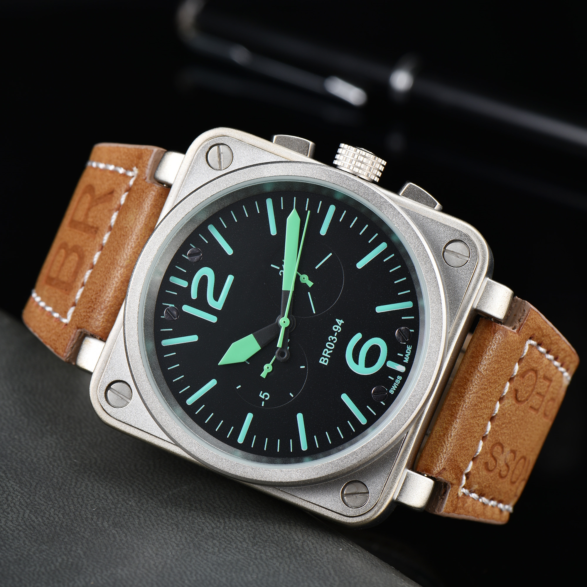 

2023 Luxury leather band tourbillon automatic mechanical wristwatches men watch drop shipping day date mens watches gifts for father #25