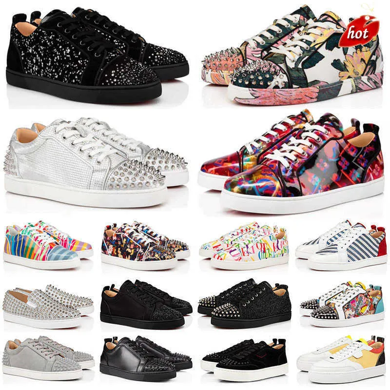 

Christians Red-Bottomes Designer Luxury Casual Shoes low Mens Women Dress Running Shoe With studded print cartoon character fashion spikes O, Color#39