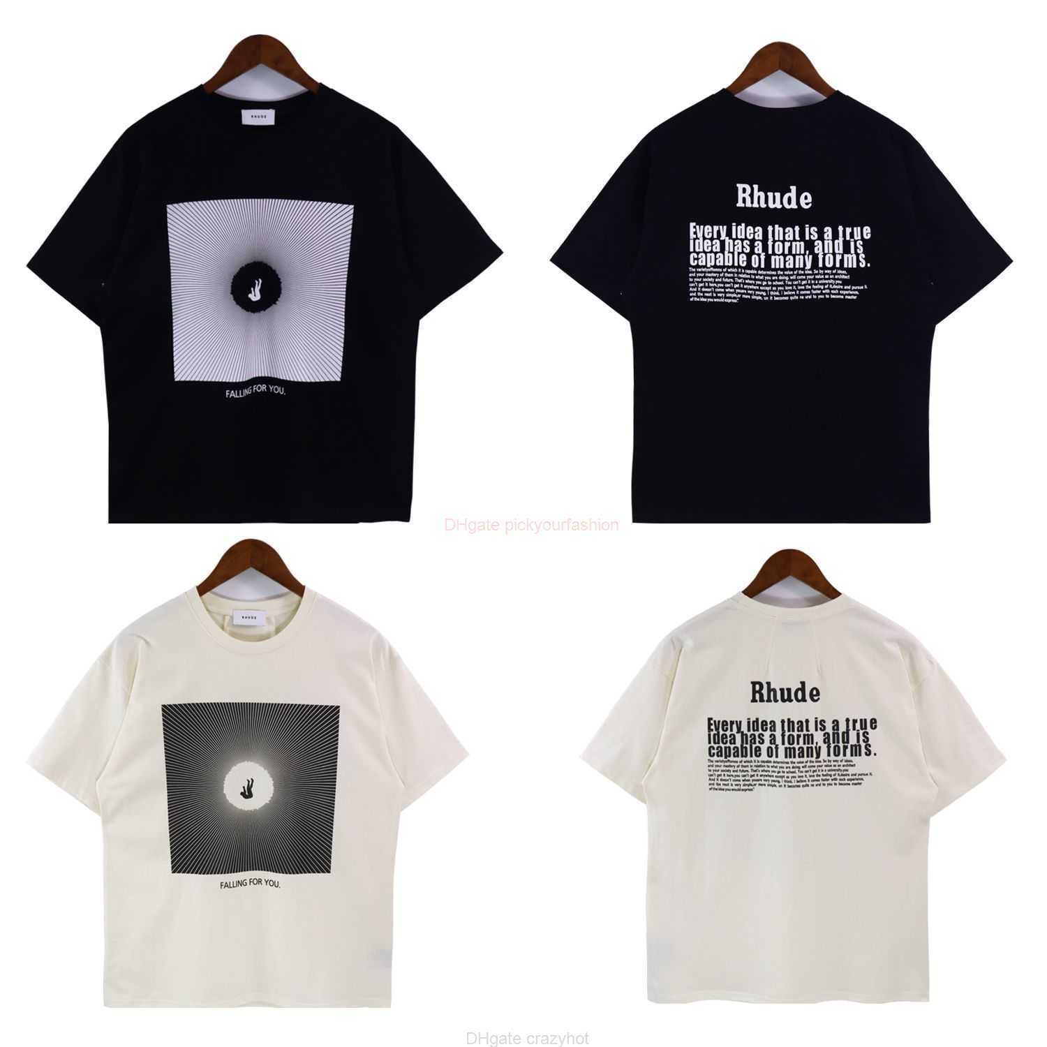 

Designer Fashion Clothing Tees Tshirt Rhude American High Street Fashion Brand Summer New Falling Letter Printing Short Sleeve Loose Relaxed Mens Womens Tshirt Cot
