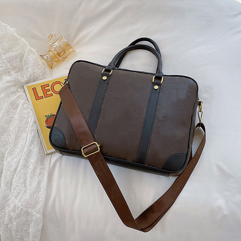 

Women Men Designer Laptop Bag Handbags Business Briefcase Brown Flower Classic Fashion Shoulder Bag Pu Leather Louisity Handbag Vutton Document Bag Computer Bags, Brown grid