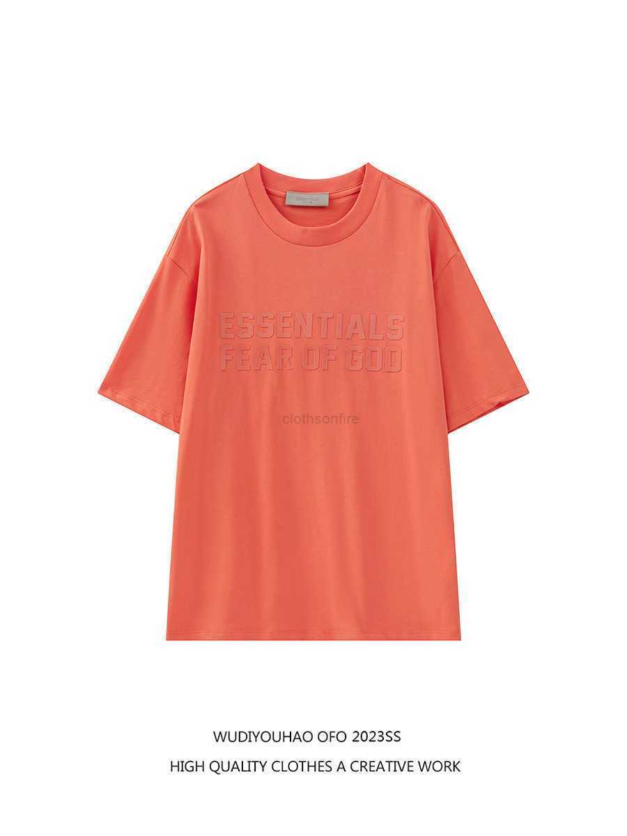 

ESS Tees T-Shirts Luxury Designer fashion clothing FEARs OF GOD FOG Season 8 New ESSEN Flocked Round Neck Short Sleeve T-shirt Couple Trend, Black