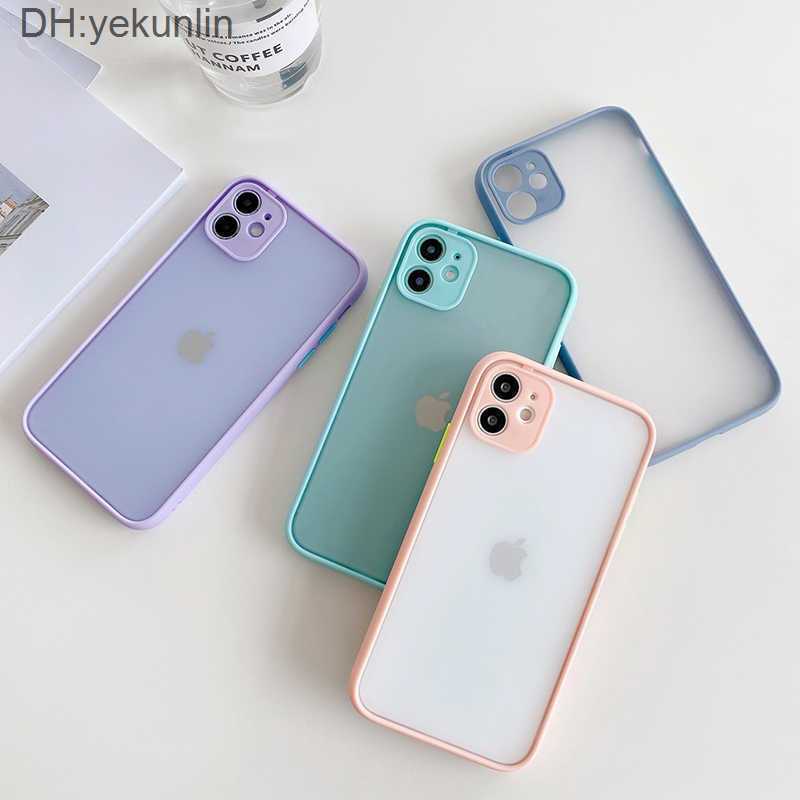 

Camera Protection Bumper Phone Cases for Iphone 13 12 11 Pro Max Mini Xr Xs Max x 8 7 Plus Matte Shockproof Back Cover, Mix colors(leave note)