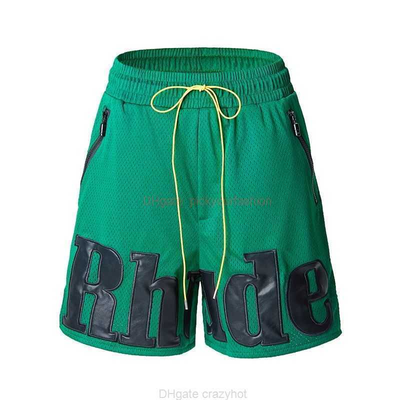 

Designer Short Fashion Casual Clothing Beach shorts Rhude Patchwork Embroidered Mens Shorts Summer Loose Fitting Breathable Mesh Sports Pants High Street Trendy S, Black