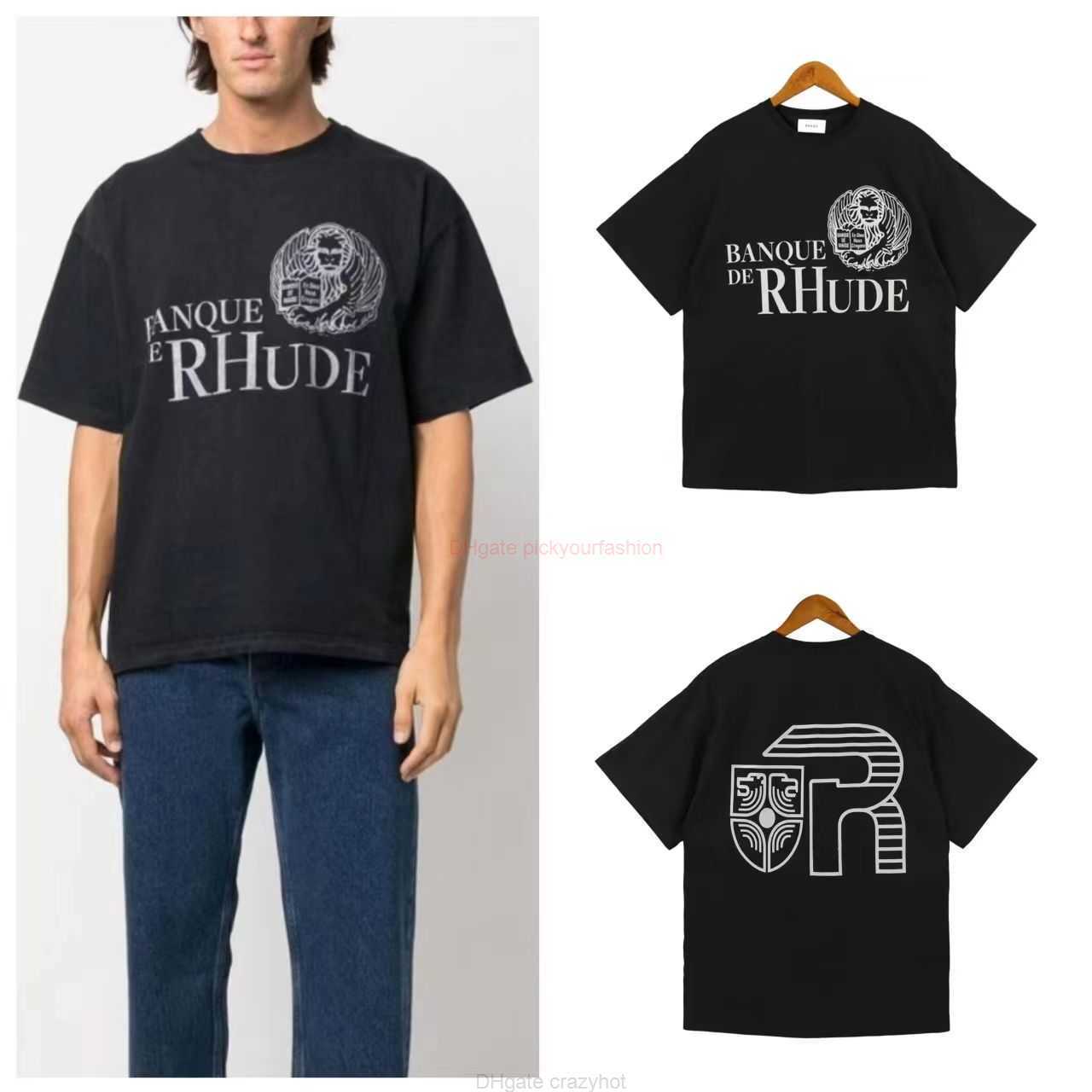 

Designer Fashion Clothing Tees Tshirt Rhude Minimalist Printed Trendy Summer Couple Pure Cotton Short Sleeved Mens Womens High Street Loose Casual Tshirt Cotton St, White