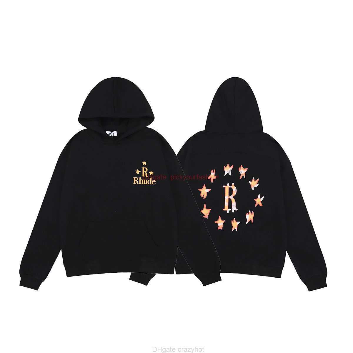 

Designer Clothing Mens Sweatshirts Hoodies Beautiful Rhude Black Money Hoodie Playful Pentagram Print High Quality Terry Sweater for Men Women Casual Fashion Stre, Shipping fee