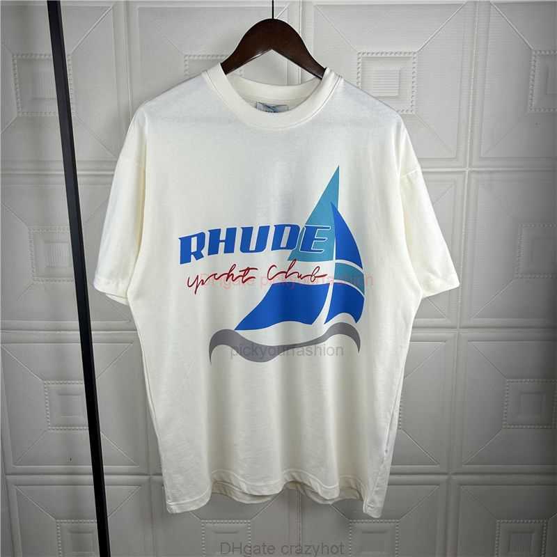 

Designer Fashion Clothing Tees Tshirt Rhude Summer Sailing Slogan Printed Short Sleeve Tshirt Versatile Fashion Mens Half Sleeve Cotton Streetwear Tops Casual S, White