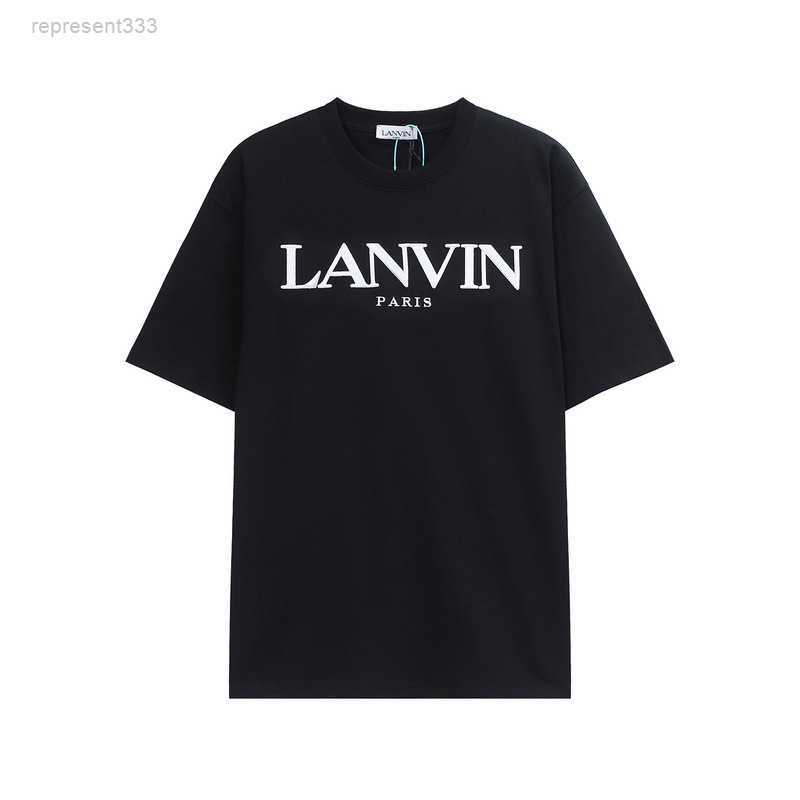 

High Edition New lanvin shirt Same Short Sleeve Letter Embroidered Round Neck T-shirt 8E1P, Black