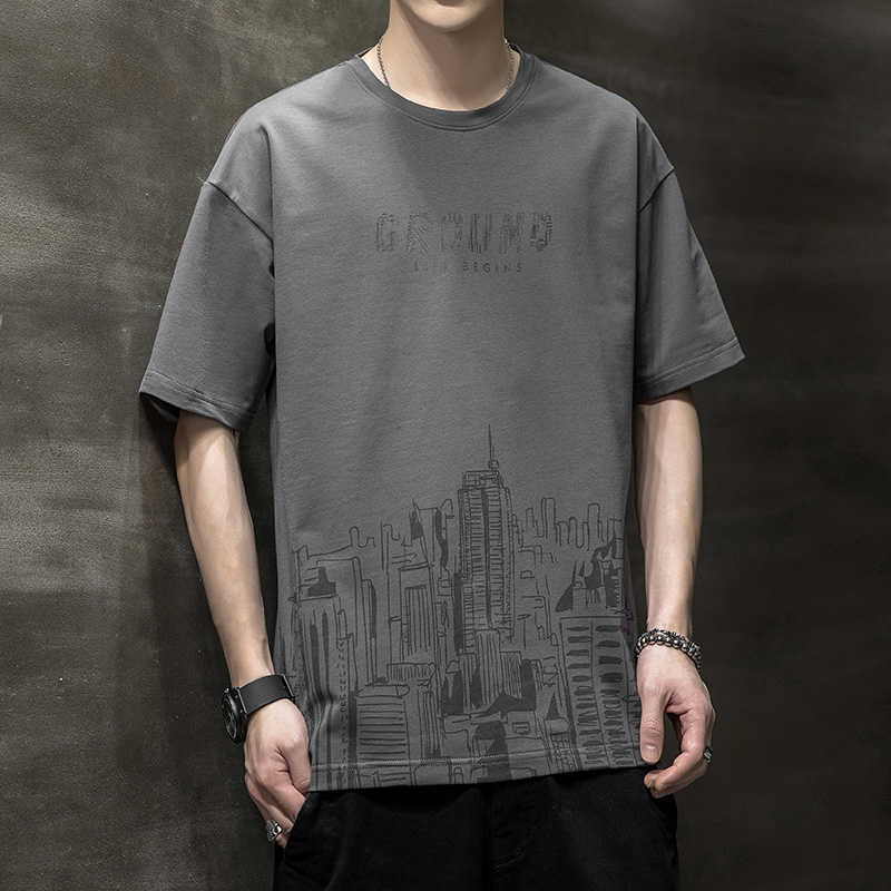 

Printed Men's T-shirt Short Sleeved Casual Summer New Cool Feeling Trend Half Sleeved Clothing Trendy Brand Bottom Shirt for Men 6RRWR, Hh-3781 dark grey