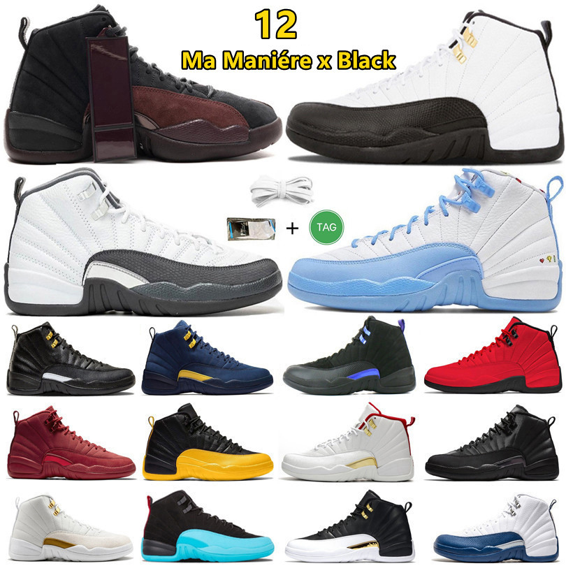 

Jumpman 12 12s Mens Basketball Shoes taxi University Blue Gold Ma Maniere x Black Revealed With Floral Print Dark Grey Men Trainers Sports Sneakers Sneaker, Color#25