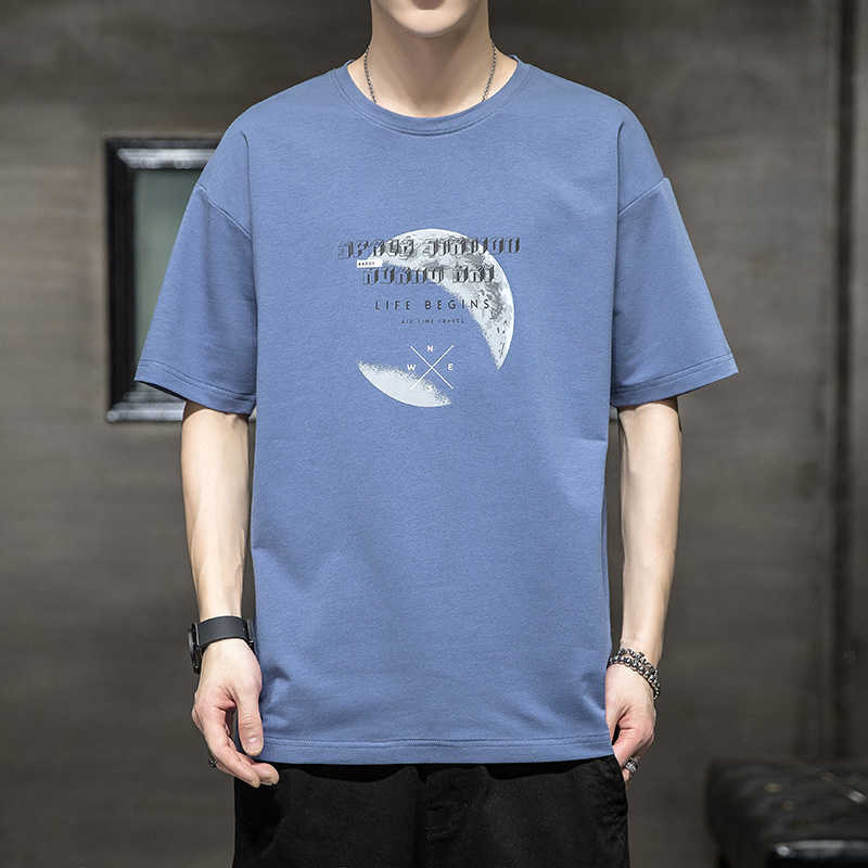 

Printed Men's T-shirt Short Sleeved Casual Summer New Cool Feeling Trend Half Sleeved Clothing Trendy Brand Bottom Shirt for Men 8MLDU, Hh-3781 dark grey