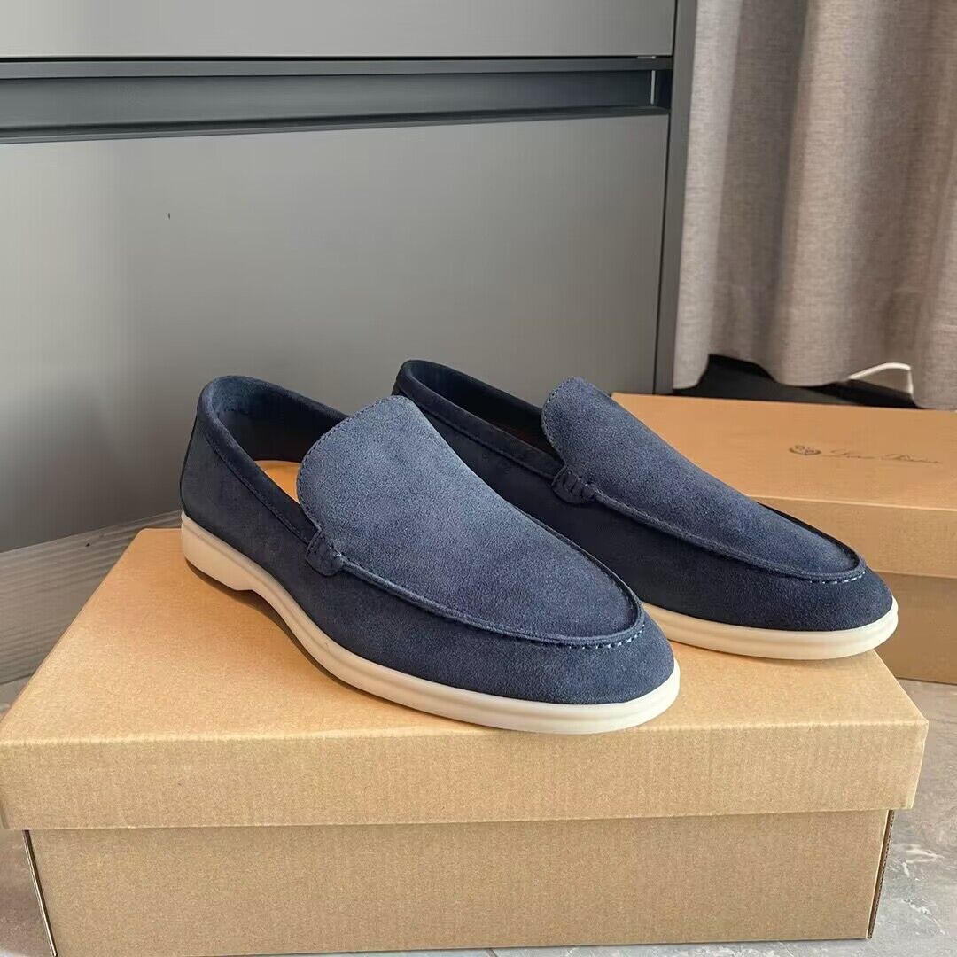 

Excellent Brand Walk Suede Gentleman Dress Sneakers Shoes Men Smooth Leather LP Loafers Slip-on Loro&Piana Moccasins Comfort Party Dress Casual Walking EU38-46