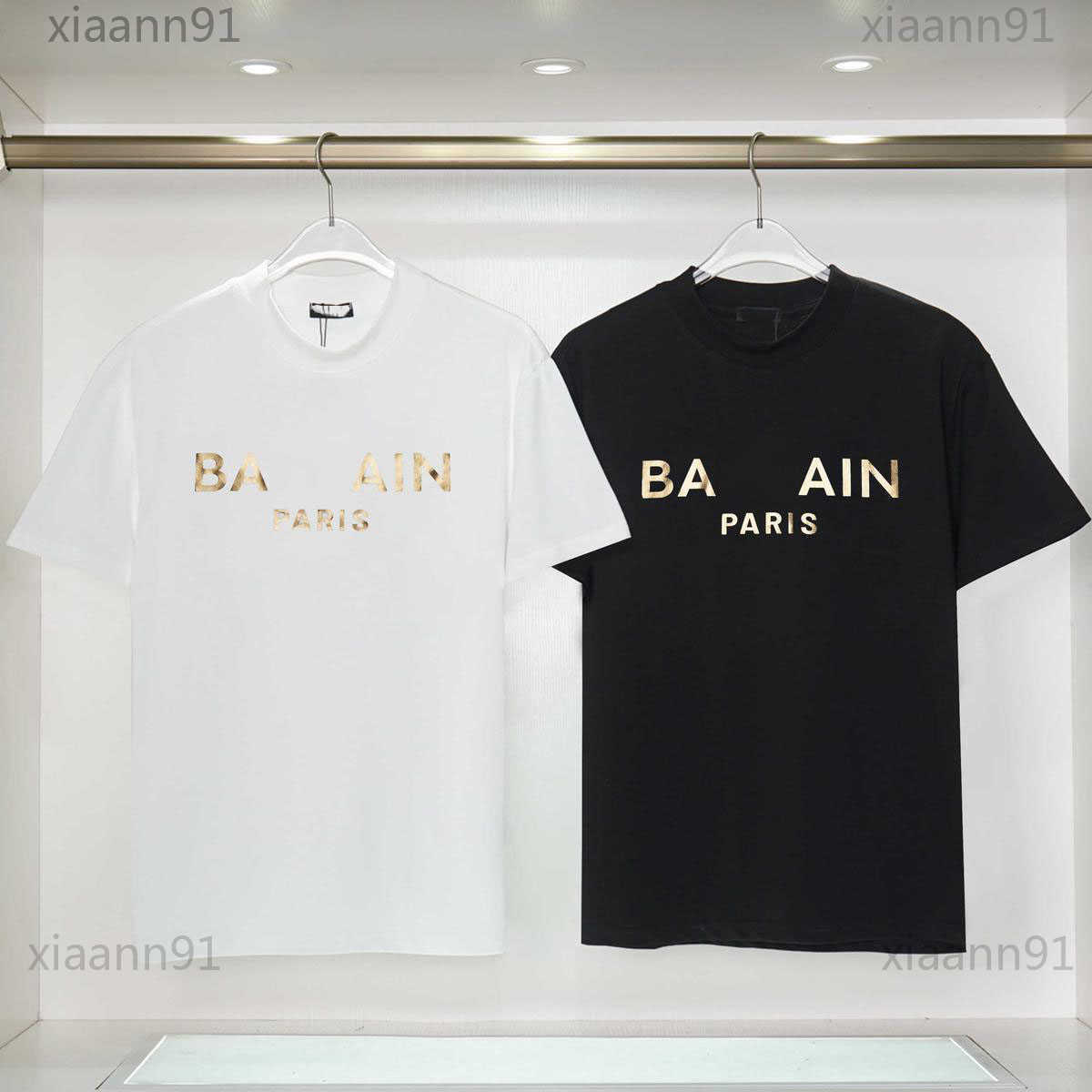 

2023 Designer Fashion new Classic Balman shirt Pure Cotton Metal paris Letter Printed Tees Summer Mens And Women Couples Loose High Street oversized t shirt