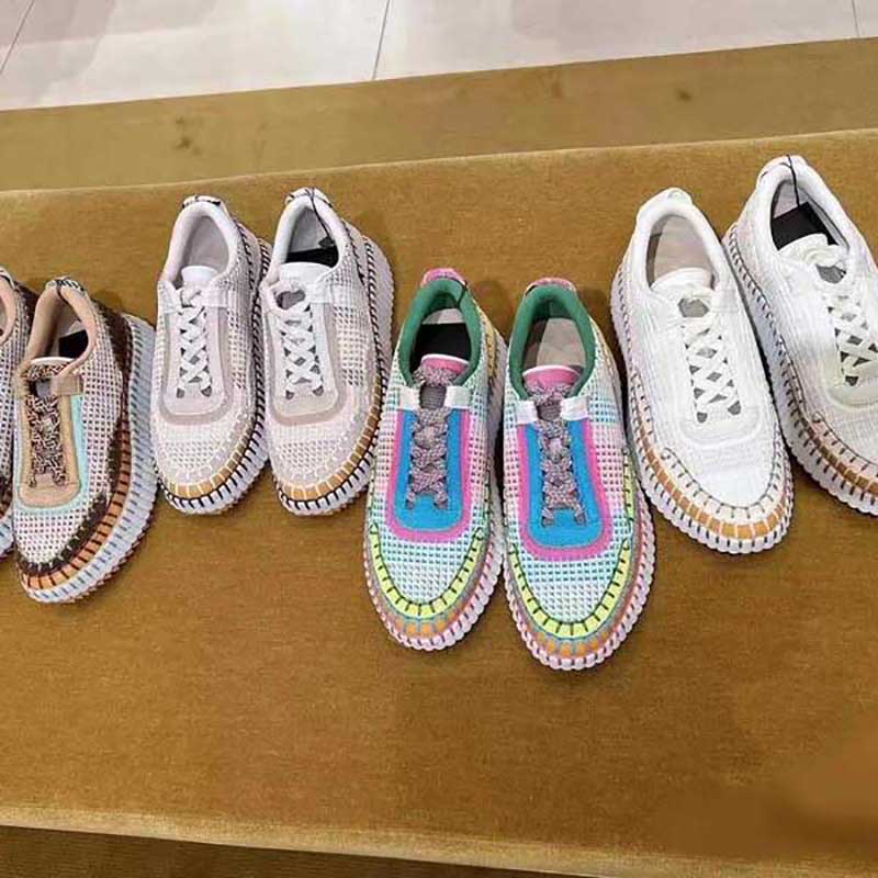 

Fashion luxury women's shoes designer women's chloe casual shoes Nama sneakers new pattern canvas shoes Rainbow running sneakers mesh casual shoes