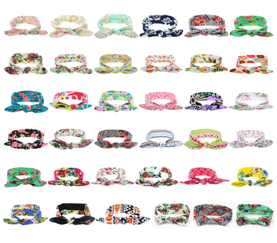 

36 Colors Baby Headbands Flower Cotton Bands Girls Turban ed Knot Bunny Ear Floral Children Kids Hair Accessories Plaid Headw9676569, Red