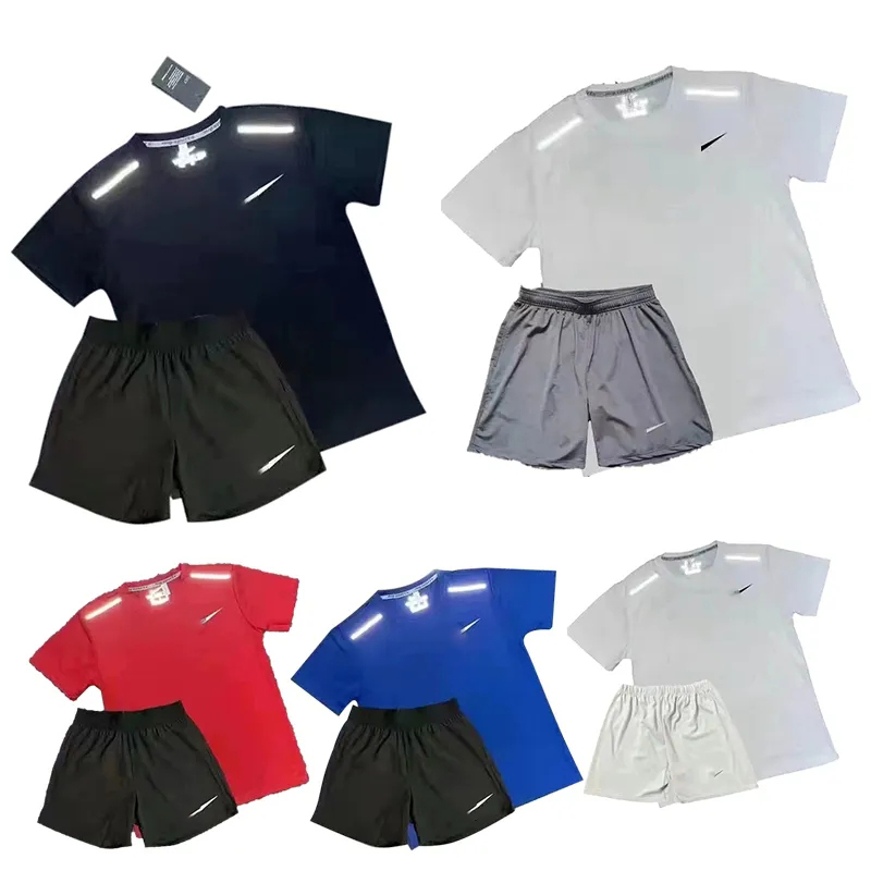 

Thick Designer Mens tech shorts tracksuit summer ventilate quick drying trapstar t shirt sport basketball sportswear Plus S-5XL Reflective letter Running clothing, Red tee