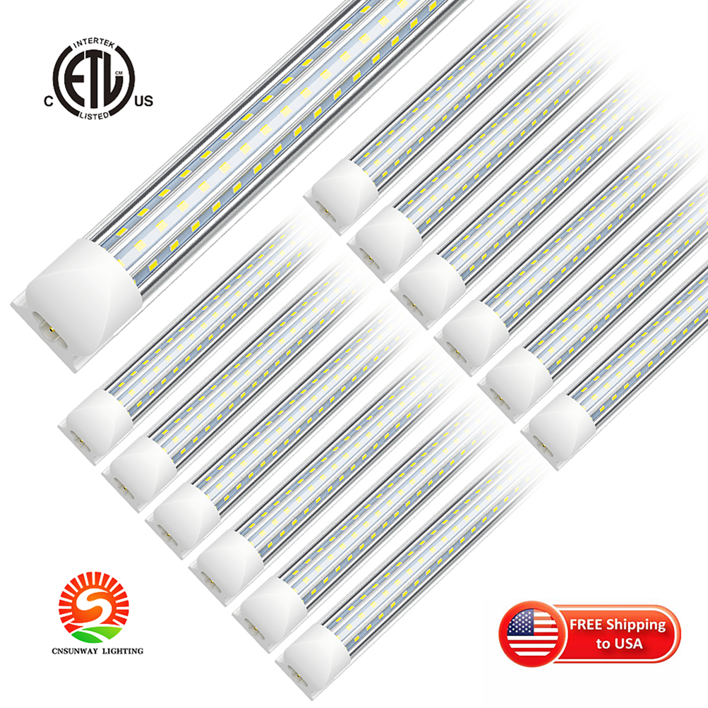 

T8 8ft 3 Rows 120W Integrated Tube Light V Shape LED Tube T8 4ft 60w 5ft 6ft 8 ft Cooler Door Freezer LED Lighting Shop garage utility warehouse fixtures ETL