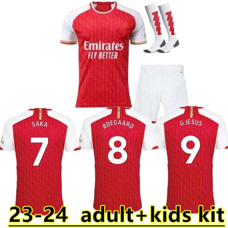 

23 24 Arsen soccer jerseys ODEGAARD THOMAS PEPE SAKA TIERNEY HENRY WILLIAN SMITH ROWE 2023 2024 Adult football shirt set Men Kids Kit uniform 888, White