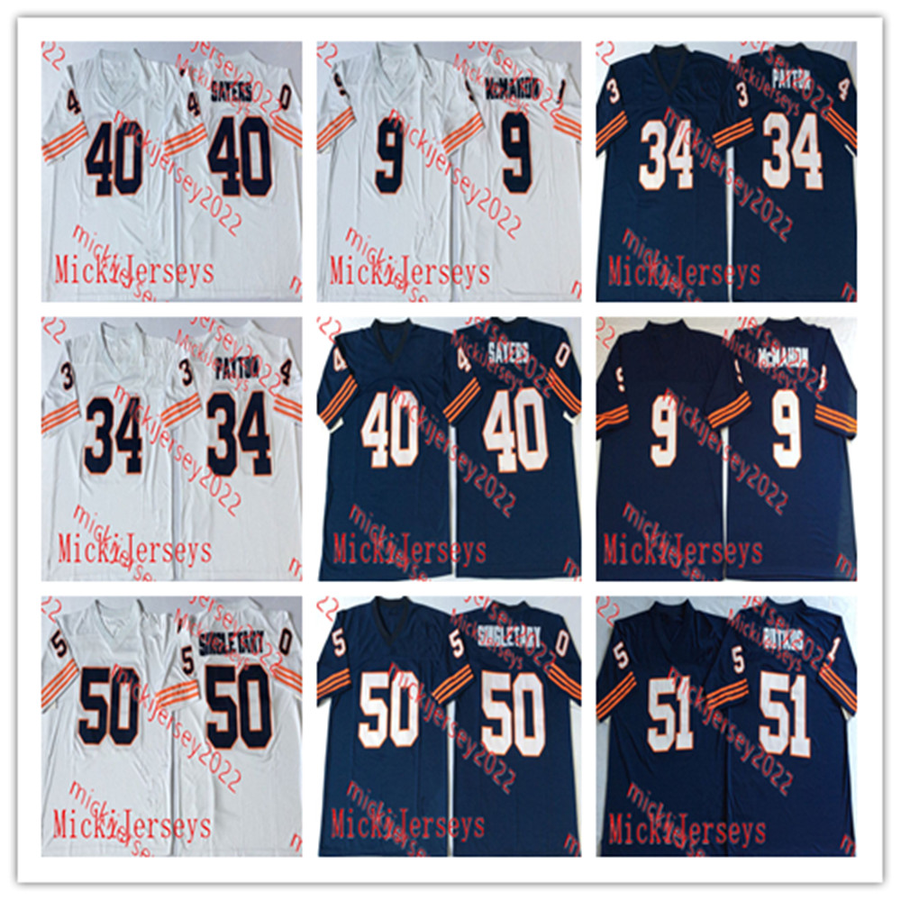

Jim McMahon Football Jersey Stitched Mens #34 Walter Payton 40 Gale Sayers 50 Mike Singletary 51 Dick Butkus Throwback Jerseys Big Number S-3XL, 34 walter payton big