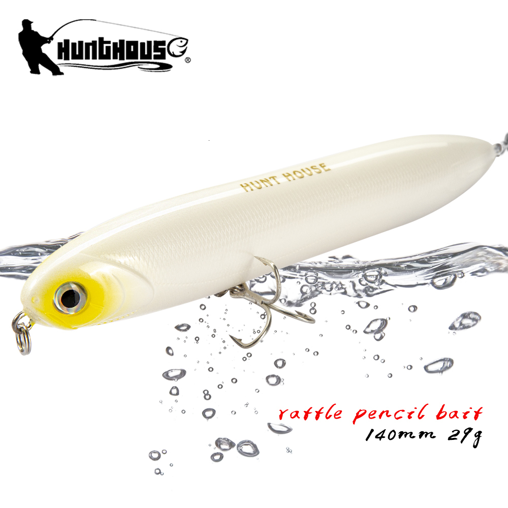 

Fishing Hooks Hunthouse Chatter Beast Surface Pencil Lures Long Casting Seabass Floating 140mm 29g Walk The Dog Hard Bait Top Water 230526