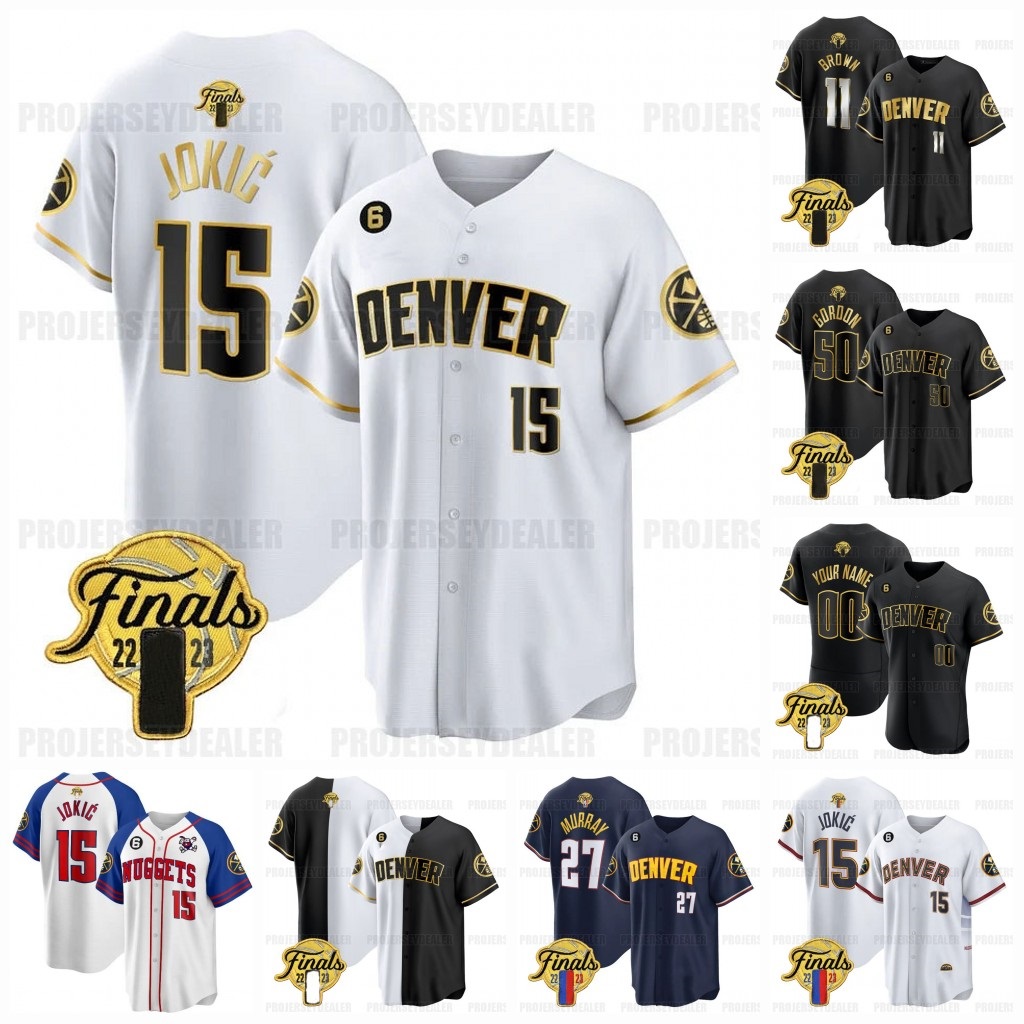 

15 Jokic Denver''Nuggets''2023 Finals Baseball Jerseys Custom stiched Jamal Murray Michael Porter Jr. Bruce Brown Aaron Gordon Kentavious Caldwell-Pope, As pic