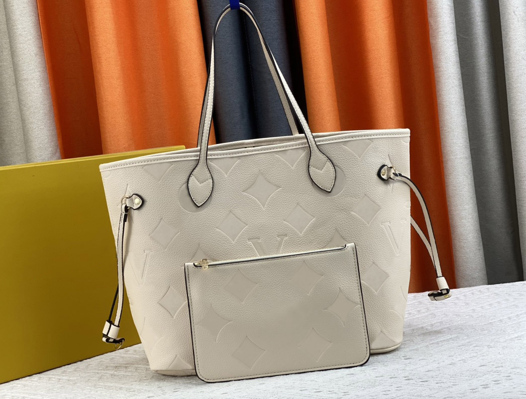 

Designer womens tote bag luxury never ful handbags mm shopping bags Top-quality leather embossed flower letter shoulder totes ladies fashion makeup purses, 45684#embossed monogrames