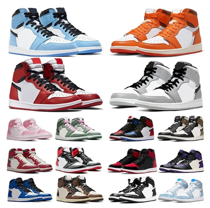 

Jumpman 1 Basketball shoes 1S University Blue Leather Rubber Hyper Royal Dark Mocha UNC Smoke Grey AR Non Slip Men Women Sports Sneakers trainers 36-47, 22