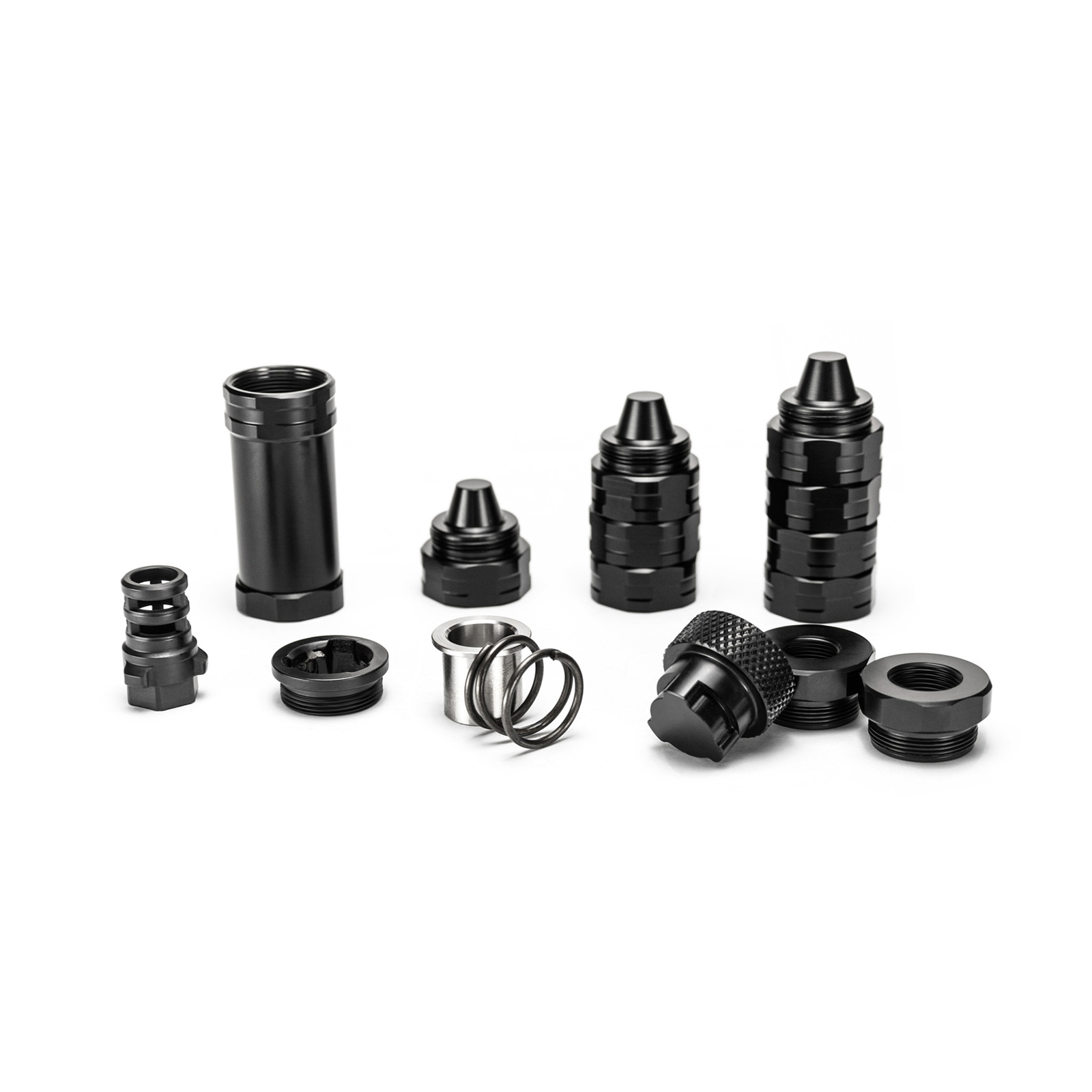 

Tactical 6.4"L 1.1''OD Mini Modular Solvent Trap Suppressor Fuel Filter Stainless Steel Quick Extention Tube 1/2x28+5/8x24 and 8x Aluminium Cups For Napa 4003 Wix 24003, Black