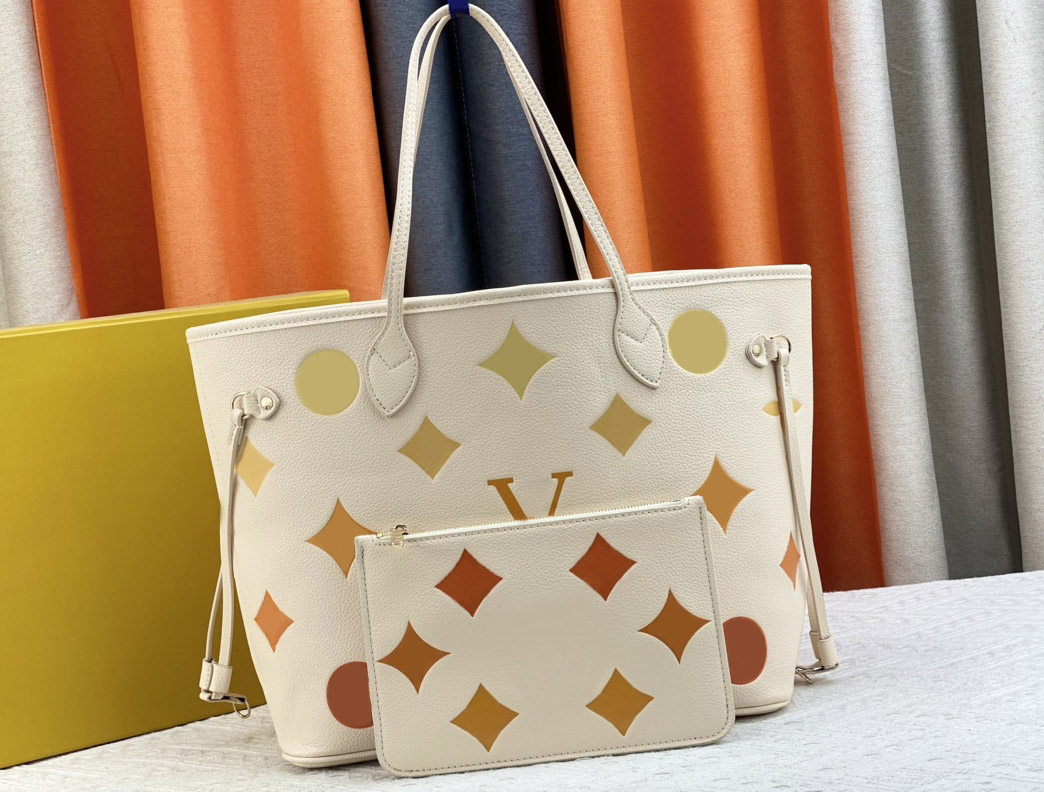 

Designer women tote bag luxury never ful handbags mm shopping bags Top-quality leather embossed flower letter shoulder totes ladies fashion makeup purse, 45684#embossed monogrames