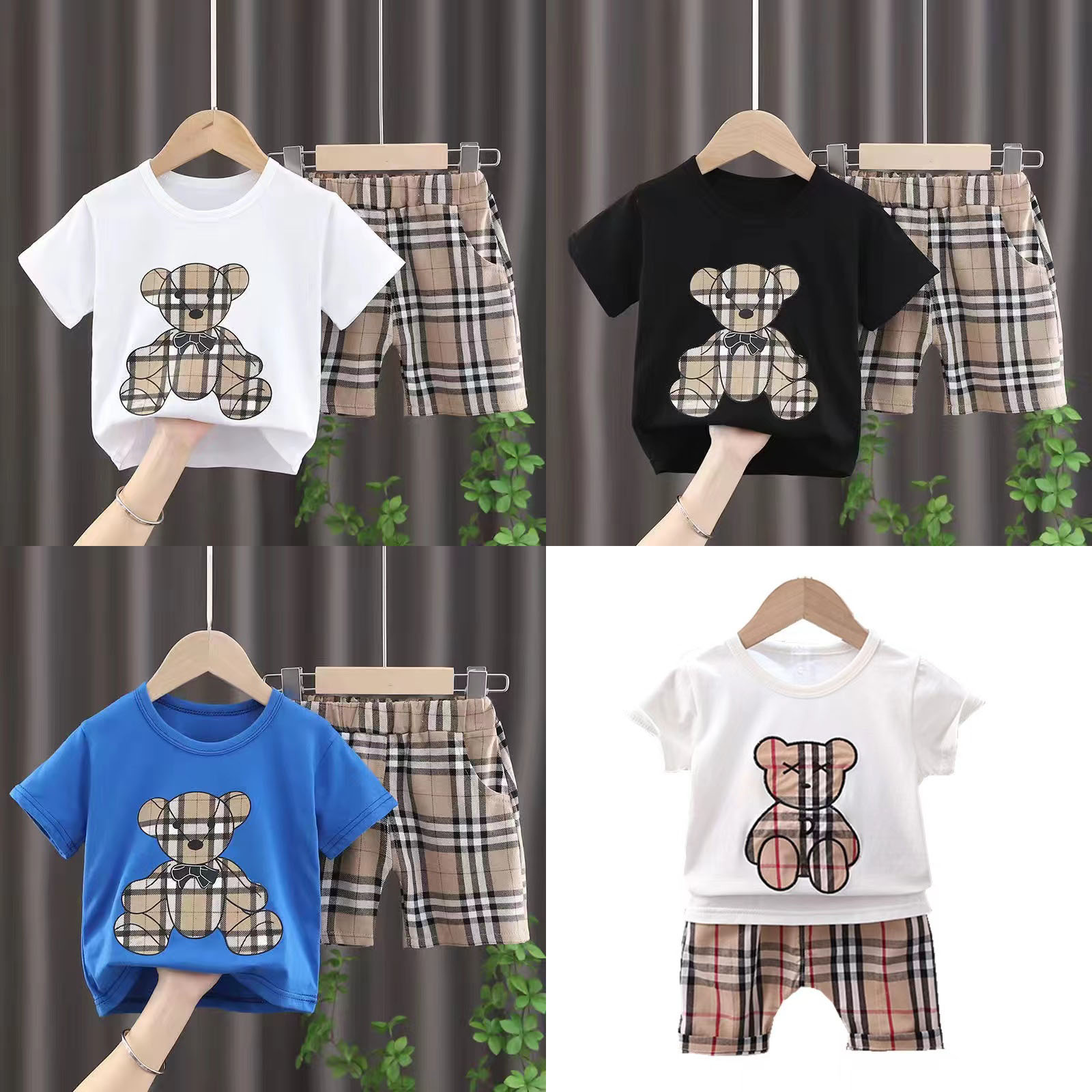 

Infant Designer Baby Clothes Set T-Shirt Shorts Toddler Casual Clothing Kids Tracksuit Children Boys Cartoon 2Pcs set, As pic