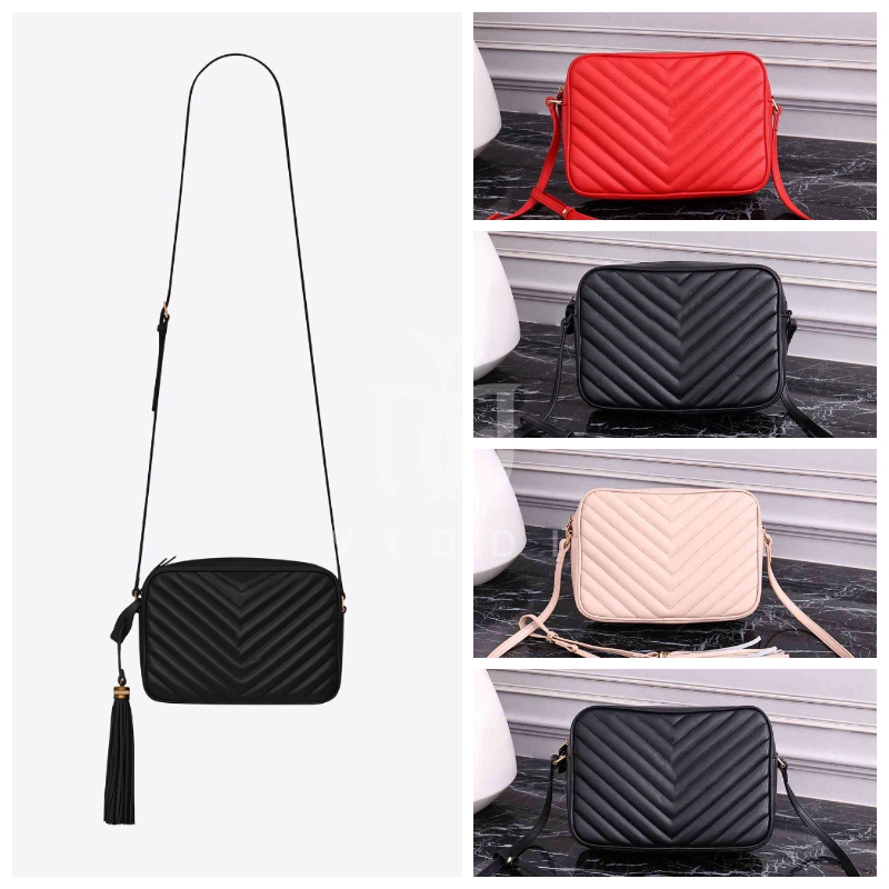 

Designer bag ladies crossbody bag V pattern shoulder bag leather shoulder strap purse tassel decoration fashion bag solid color, Yca01