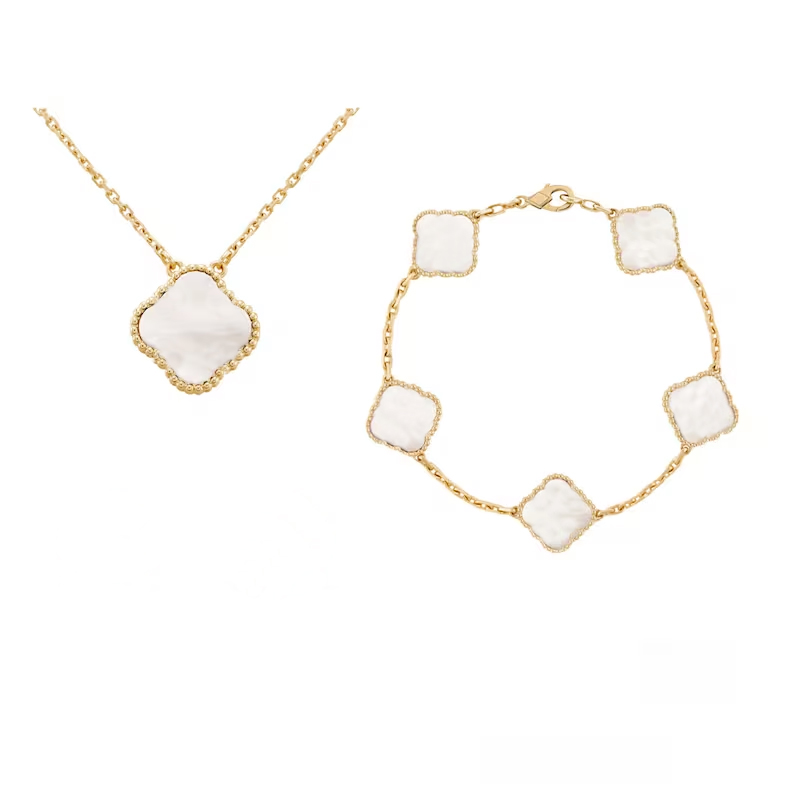 

designer bracelets van clover charm s for girls women High Quality Four Leaf Clover Jewelry Sets, 18K Gold Plated 925 Sterling Silver Bracelet, Necklace Sets