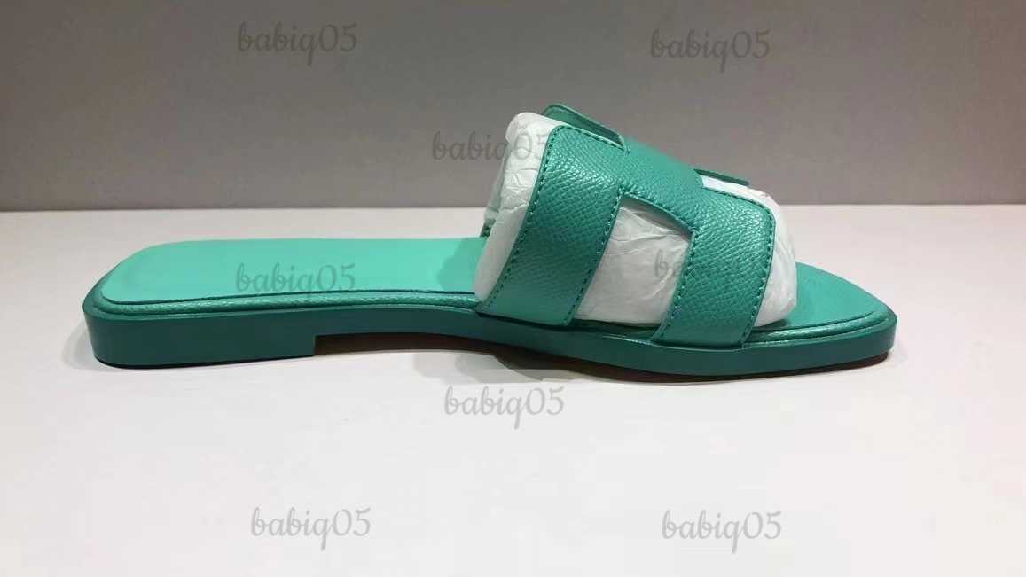 

Slippers H Flat Bottomed Sandals Leather On The Outside Oversized One Line Shoes For Women T230529, Blue