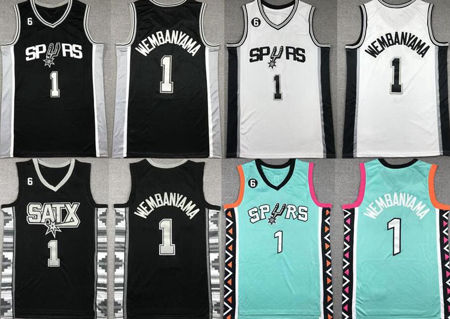 

Stitched Victor Wembanyama Basketball jerseys S-XXL 2023-24 white and black Men Women kids city jersey, With logo