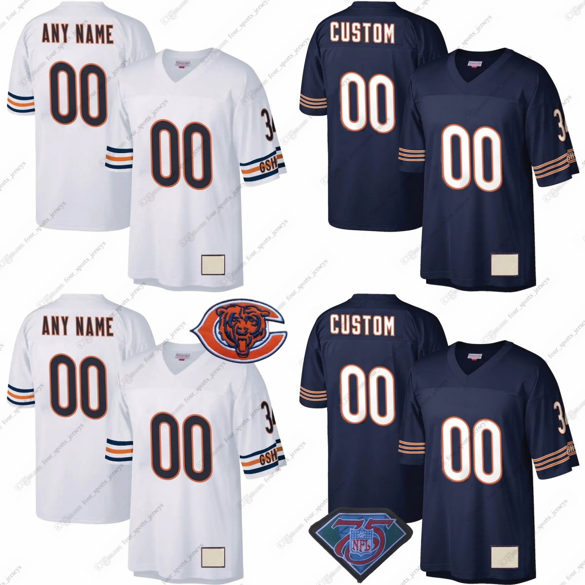 

NCAA 75th Vintage Football Jerseys Retro Jim McMahon Devin Hester Walter Payton Gale Sayers Singletary Dick Butkus Brian Urlacher Mike Singletary Dent Hampton, Same as picture