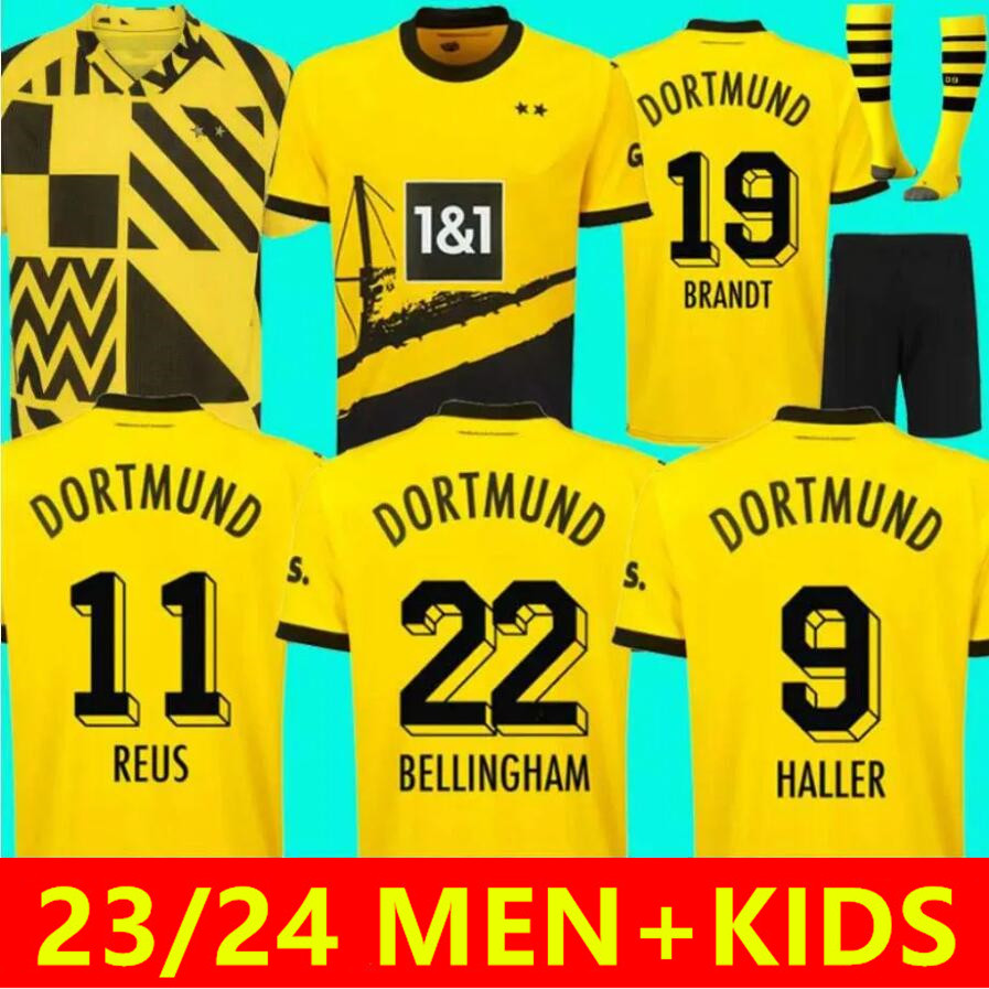 

HALLER soccer jerseys 23 24 football shirt REUS REYNA DORTMUND NEONGELB BELLINGHAM HUMMELS BRANDT WITSEL men kids kit maillot de foot 2023 2024 All black special, 22/23 men away