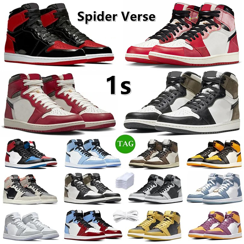 

Jumpman 1s Mens 1 Basketball Shoes Spider Verse True Blue Lost Found Gorge Green StarFish Bred Patent Dark Mocha Grey Fog Shadow Women Trainers Sports Sneakers, Color#27