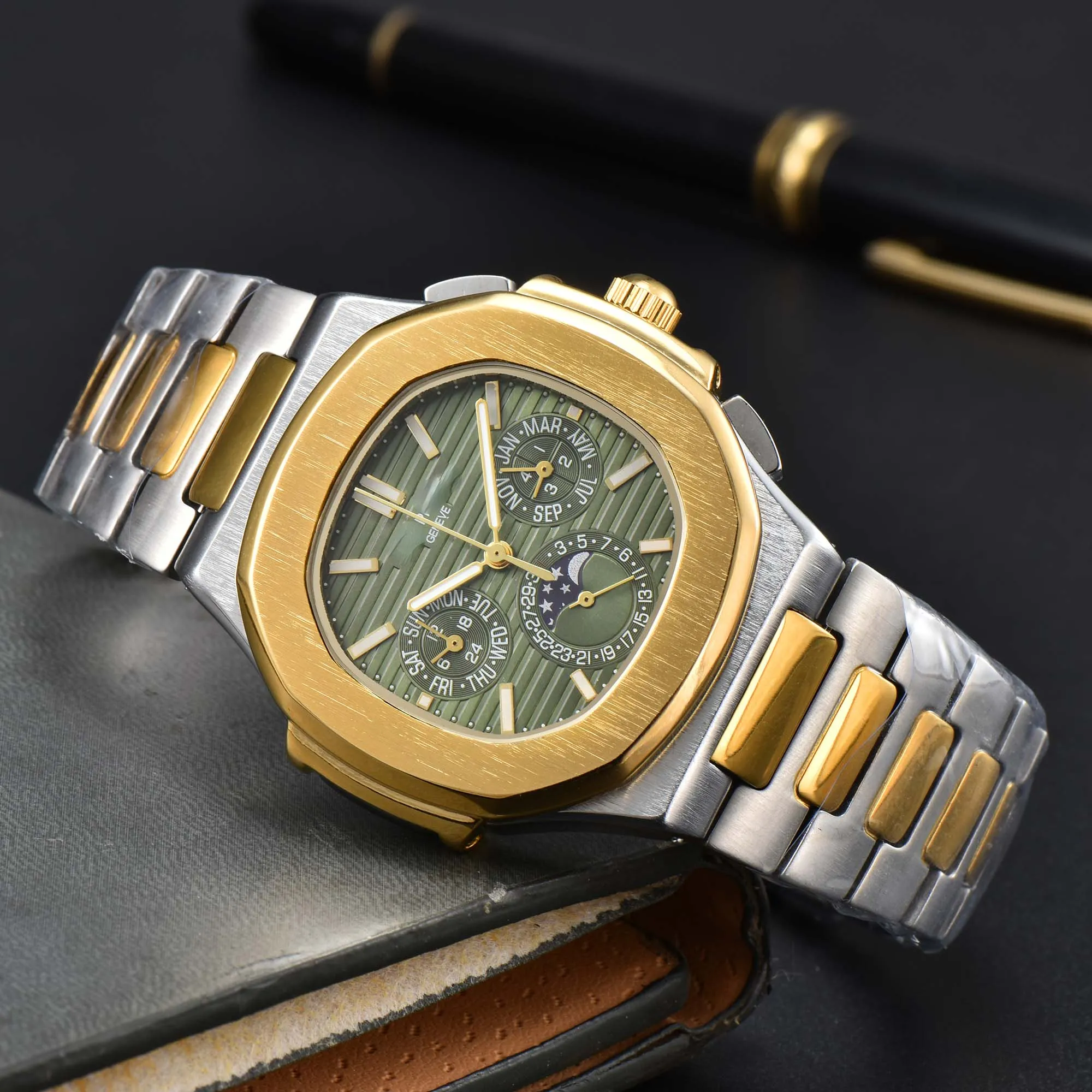 

2023 new Designer Patekity Mens Watch quartz Wristwatches Classic Fashion Stainless Steel Waterproof wrist Watch Charming Man gentleman Watches bracelet 095, No brand