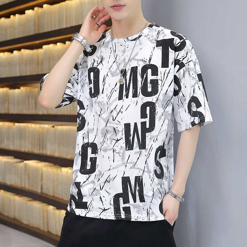 

Summer Youth New Short Sleeve T-shirt Casual, Handsome, Loose Fitting Fashion Clothes, Printed Fashion Brand Round Neck T-shirt for Men 1HTZH, Lsp127 green