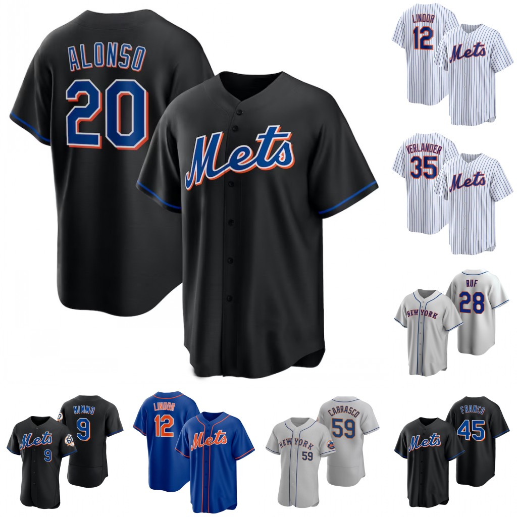 

Mets Jersey Brett Baty Pete Alonso Daniel Vogelbach Brandon Nimmo Mark Vientos Jeff McNeil Francisco Lindor Francisco Alvarez Drew Smith Kodai Senga Jeff Brigham, Black