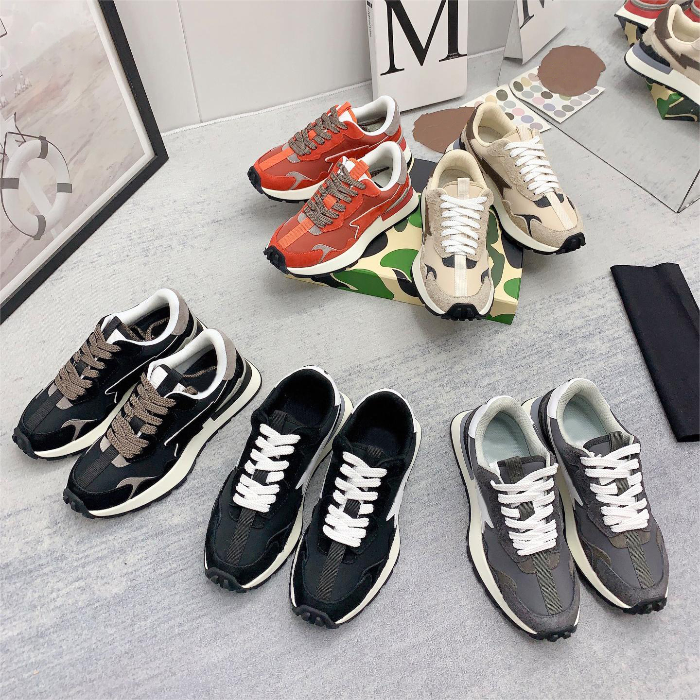 

A BAThing APE Designer Casual Shoes Men Women Bapesta Sneakers ROADSTA EXPRESS Trainer, Color 2