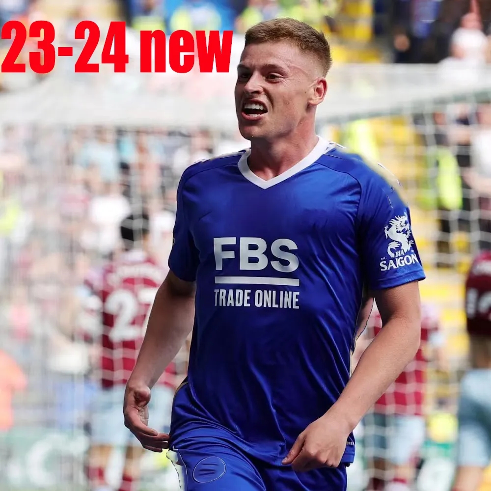 

23 24 Leicester Soccer Jerseys Barnes Tielemans Vardy Maddison Iheanacho Ayoze Ndidi Daka Lookman 2023 2024 City Home Vardy Football, Wine red