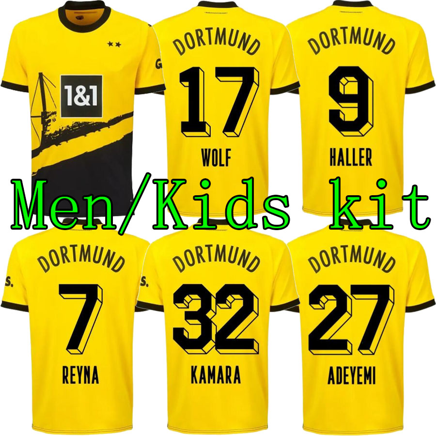 

HALLER soccer jerseys 23 24 REUS REYNA DORTMUND NEONGELB BELLINGHAM HUMMELS BRANDT WITSEL men kids kit 2023 2024 All black special football shirt, Red
