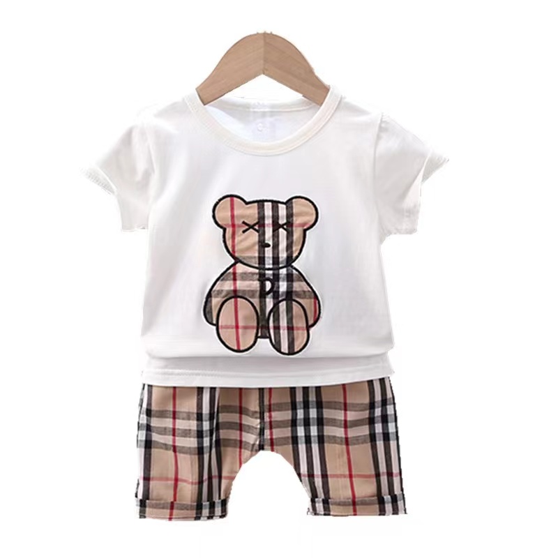 

Children Designer Baby Boys 2Pcs Set Clothes Set T-Shirt Shorts Toddler Casual Clothing Kids Tracksuit, As pic