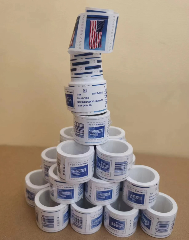 

U.S. Postal Service Mail Supply 2022 USA Flag Roll of 100 Envelopes Letters of Party Love Valentines Graduation Announcement, Us stamps