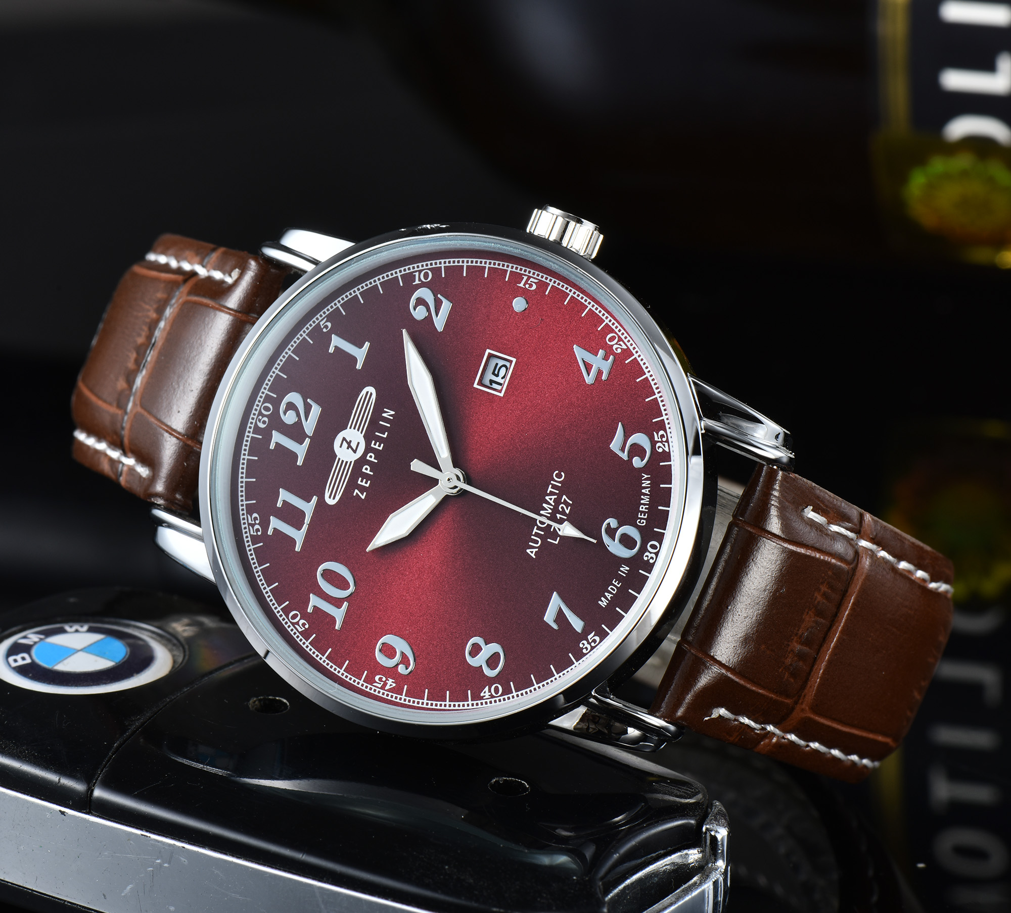 

2023 Men's Watch Zeppelin Classic Three Hands with Date Genuine Leather Strap Business Fashion Watch