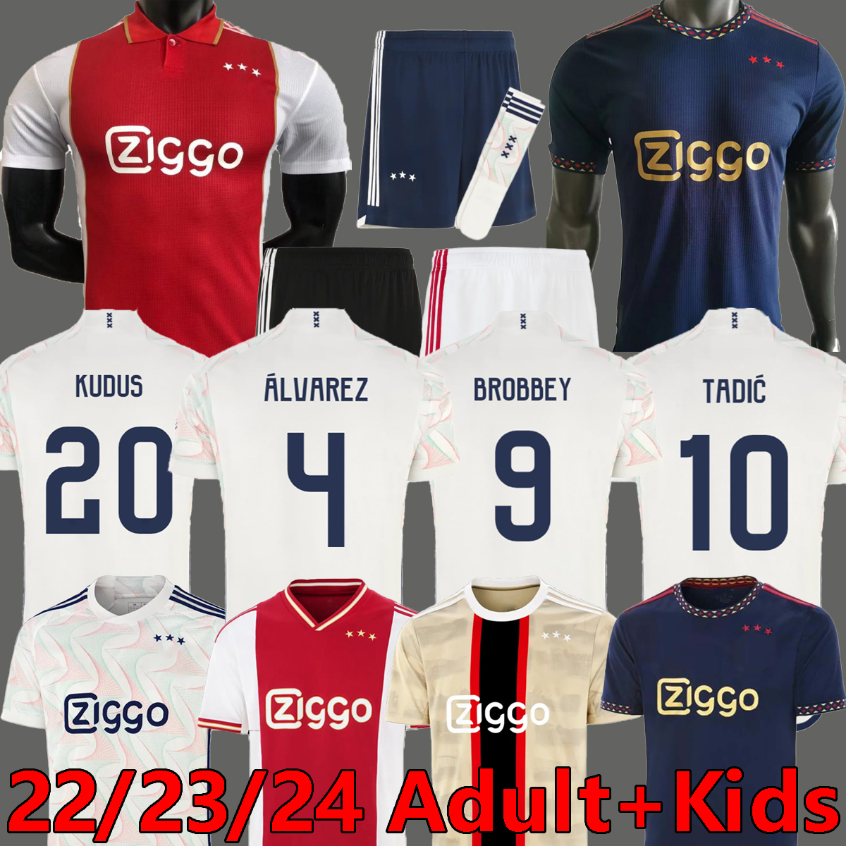 

22 23 24 AJaxS Soccer Jerseys TADIC Kid Kit Home BASSEY BERGHUIS Third Black BERGWIJN CRUYFF 2023 2024 Away Retro Football Shirts Men Uniforms Fan Player Version, 22 23 3rd+ucl