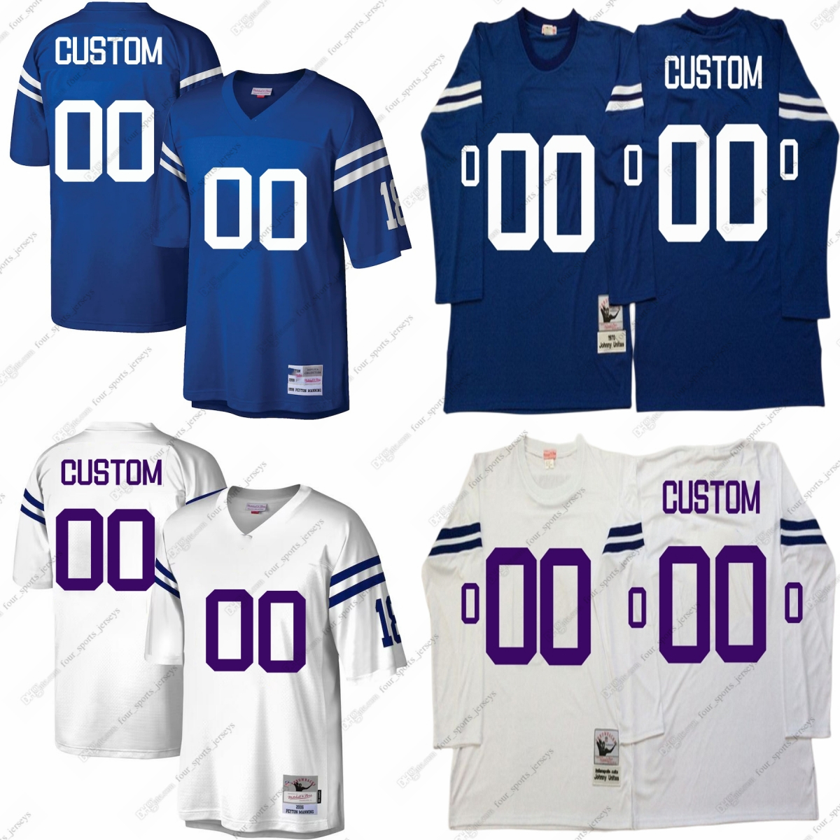 

Custom 98 NCAA 75th Vintage Football Jerseys Retro Peyton Manning Johnny Unitas Marvin Harrison Edgerrin James Reggie Wayne Robert Mathis Dwight Freeney Saturday, Same as picture