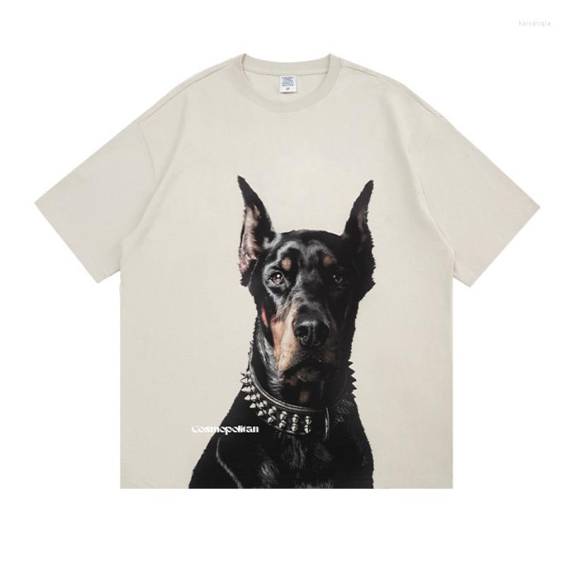 

Men's T Shirts 2023 Men Hip Hop Oversized Shirt Funny Doberman Dog Graphic Vintage Washed Black Top Harajuku Cotton Tee Streetwear, Beige